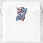 Cool Blue Oriental Dragon Tattoo Ronde Sticker (Tas)
