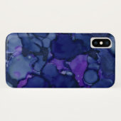 Cool Blue & Paarse Waterverf Ink Splash Pattern Case-Mate iPhone Case (Achterkant (horizontaal))