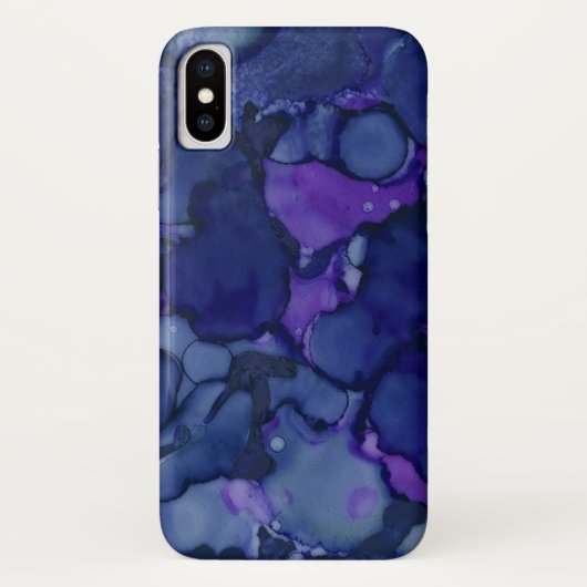 Cool Blue & Paarse Waterverf Ink Splash Pattern Case-Mate iPhone Case (Achterkant)