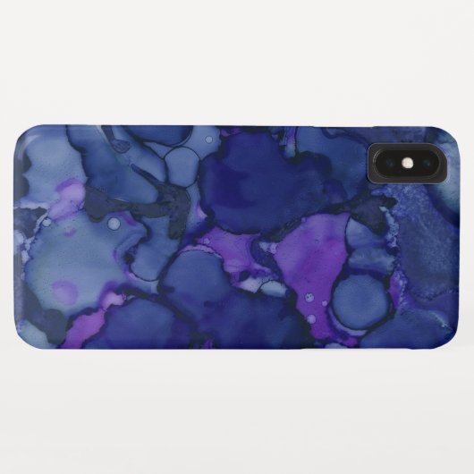 Cool Blue & Paarse Waterverf Ink Splash Pattern Case-Mate iPhone Case (Achterkant (horizontaal))