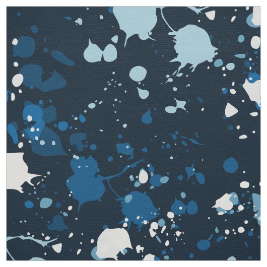 Cool Blue Paint Splatter Stof (Swatch)