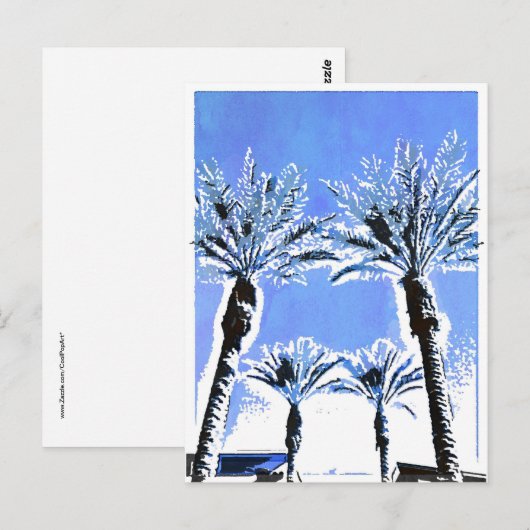 Cool Blue Palm Trees Paradise Beach Theme Decor Briefkaart (Voorkant / Achterkant)