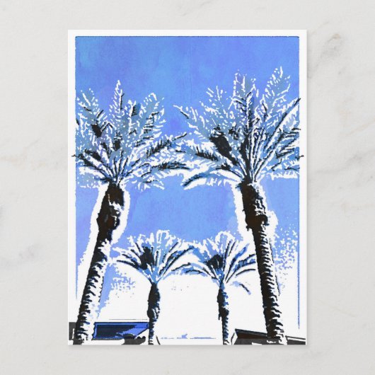 Cool Blue Palm Trees Paradise Beach Theme Decor Briefkaart (Voorkant)