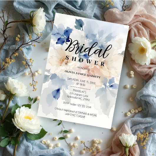 Cool Blue & Pastel Floral Waterverf Vrijgezellenfe Kaart