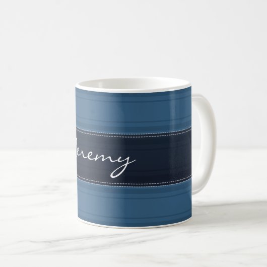 Cool Blue Personalized Monogram Koffiemok (Voorkant rechts)