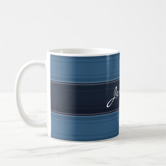 Cool Blue Personalized Monogram Koffiemok (Links)