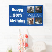 Cool Blue Photo Collage Age Birthday Spandoek (Insitu)