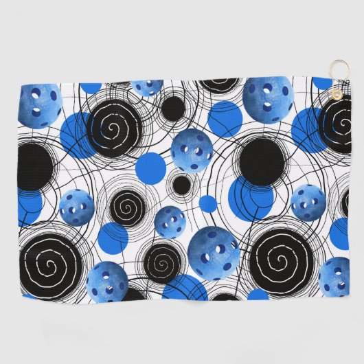 Cool Blue Pickleball Pattern Sweat Towel Golfhanddoek (Horizontaal)