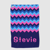 Cool Blue Pink Chevron Monogram Golf Towel Golfhanddoek (Voorkant)