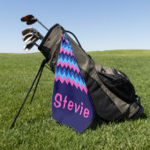 Cool Blue Pink Chevron Monogram Golf Towel Golfhanddoek (Groen)