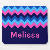 Cool Blue Pink Chevron Monogram Mousepad Muismat (Voorkant)