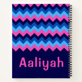 Cool Blue Pink Chevron Monogram Notitieboek (Achterkant)