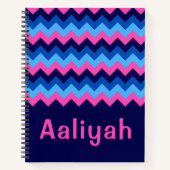 Cool Blue Pink Chevron Monogram Notitieboek (Voorkant)