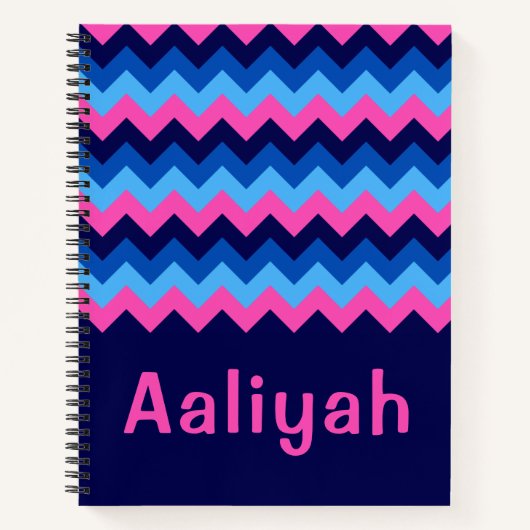 Cool Blue Pink Chevron Monogram Notitieboek (Voorkant)