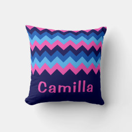 Cool Blue Pink Chevron Monogram Sierkussen
