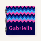 Cool Blue Pink Chevron Monogram Small Notebook Notitieboek (Voorkant)