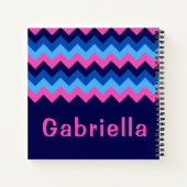 Cool Blue Pink Chevron Monogram Small Notebook Notitieboek (Achterkant)