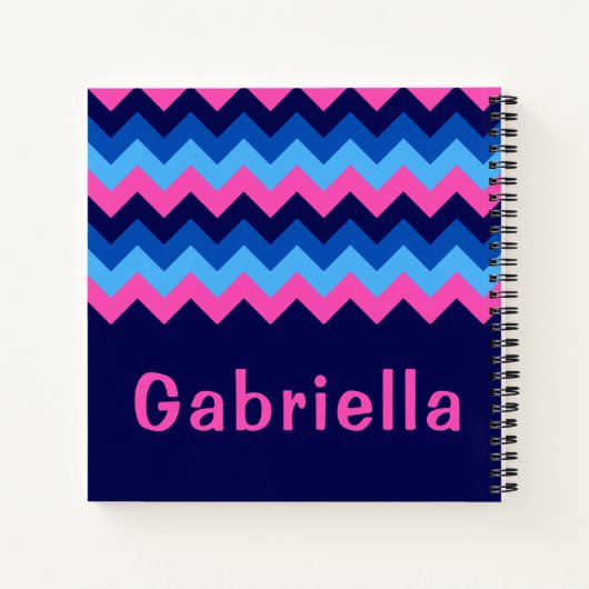 Cool Blue Pink Chevron Monogram Small Notebook Notitieboek (Achterkant)