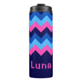 Cool Blue Pink Chevron Monogram Thermal Tumbler Thermosbeker (Voorkant)