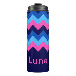 Cool Blue Pink Chevron Monogram Thermal Tumbler Thermosbeker