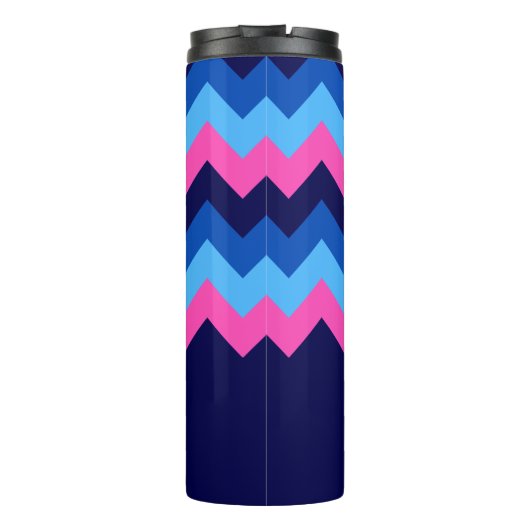 Cool Blue Pink Chevron Monogram Thermal Tumbler Thermosbeker (Achterkant)