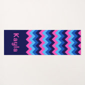 Cool Blue Pink Chevron Monogram Yoga Mat (Achterkant (horizontaal))