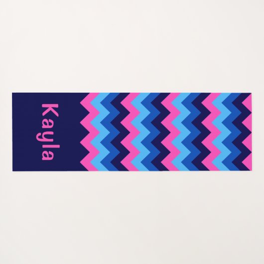 Cool Blue Pink Chevron Monogram Yoga Mat (Achterkant (horizontaal))