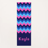 Cool Blue Pink Chevron Monogram Yoga Mat (Voorkant)