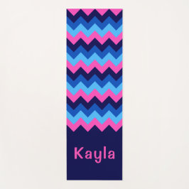 Cool Blue Pink Chevron Monogram Yoga Mat