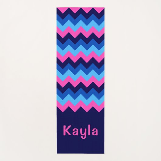 Cool Blue Pink Chevron Monogram Yoga Mat (Voorkant)