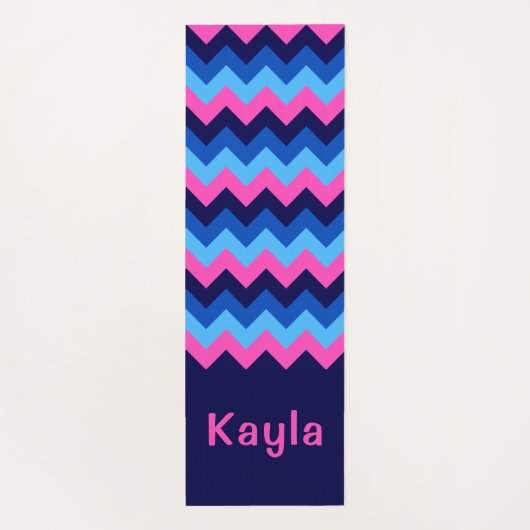 Cool Blue Pink Chevron Monogram Yoga Mat (Achterkant)