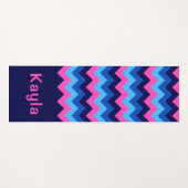 Cool Blue Pink Chevron Monogram Yoga Mat (Voorkant (horizontaal))