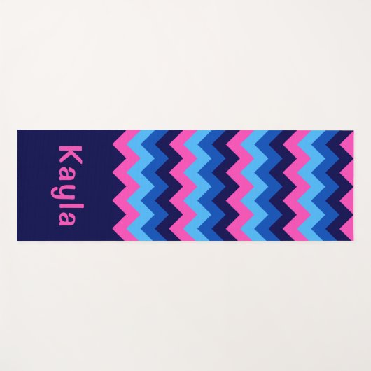 Cool Blue Pink Chevron Monogram Yoga Mat (Voorkant (horizontaal))