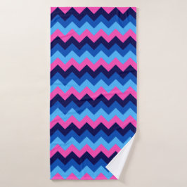 Cool Blue Pink Chevron Patroon Badhanddoek