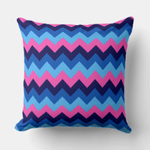 Cool Blue Pink Chevron Pattern Groot Sierkussen