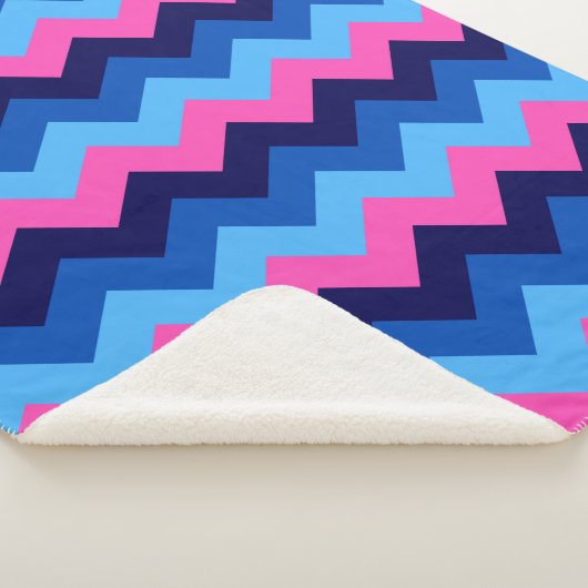 Cool Blue Pink Chevron Print Grote Sherpa Deken (3/4)