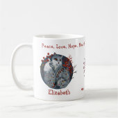 Cool Blue Polar Fox, Floral Backdrop. prachtig Koffiemok (Links)