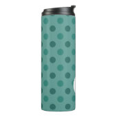 Cool Blue Polka Dots and Stripes: Monogram Thermosbeker (Gedraaid links)