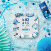 Cool Blue Pool Party Summer Boys Verjaardag Papieren Bordje (Feest)
