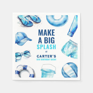 Cool Blue Pool Party Summer Boys Verjaardag Servet