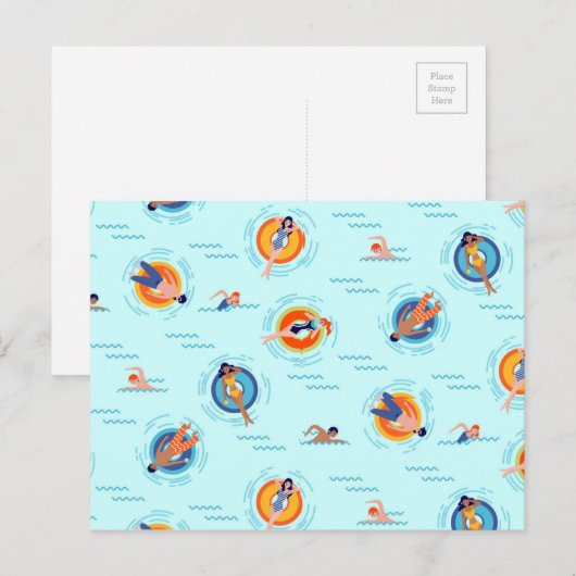 Cool Blue-poolpartij Summer vibe Briefkaart (Voorkant / Achterkant)