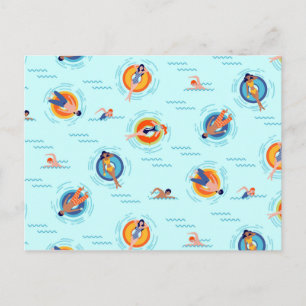Cool Blue-poolpartij Summer vibe Briefkaart
