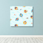 Cool Blue-poolpartij Summer vibe Canvas Afdruk (Insitu (Houten vloer))