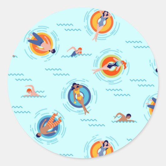 Cool Blue-poolpartij Summer vibe Ronde Sticker (Voorkant)