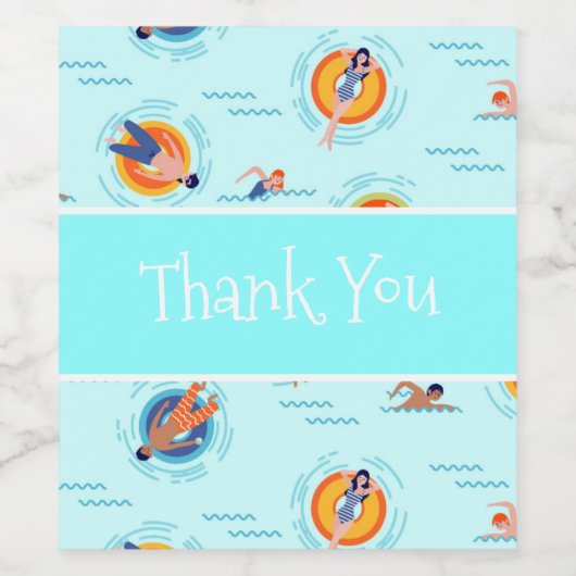 Cool Blue-poolpartij Summer vibe Wijn Etiket (Enkel label)