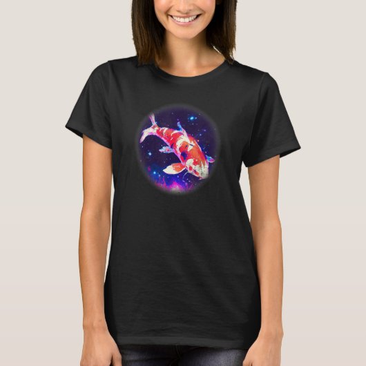 Cool blue purple Night Asian koi fish, Japanese ca T-shirt (Voorkant)