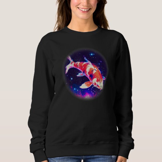 Cool blue purple Night Asian koi fish, Japanese ca Trui (Voorkant)