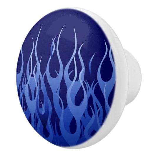 Cool Blue Racing Flames Keramische Knop (Rechts)