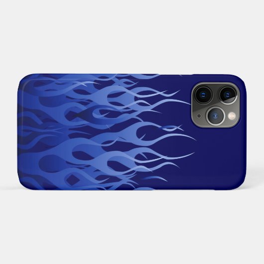 Cool Blue Racing Flames Pin Stripes Case-Mate iPhone Case (Achterkant (horizontaal))