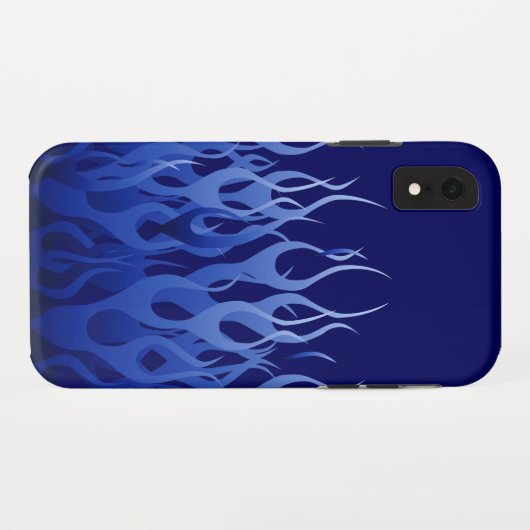 Cool Blue Racing Flames Pin Stripes Case-Mate iPhone Case (Achterkant (horizontaal))